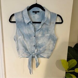 Love Tree Sky Blue Tie-Dye Crop Top